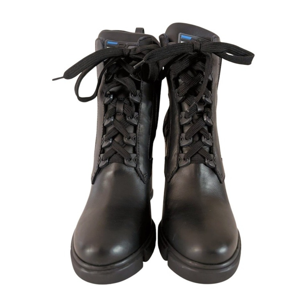 NIB Prada Black Leather Lace Up Chunky Heel Chelsea‎ Boots Women's 39.5 - Picture 11 of 12